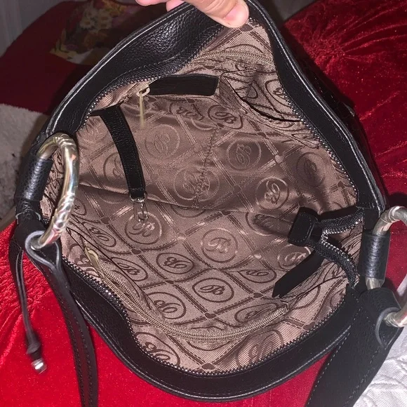 Brighton Cher black mock croc patent leather purse